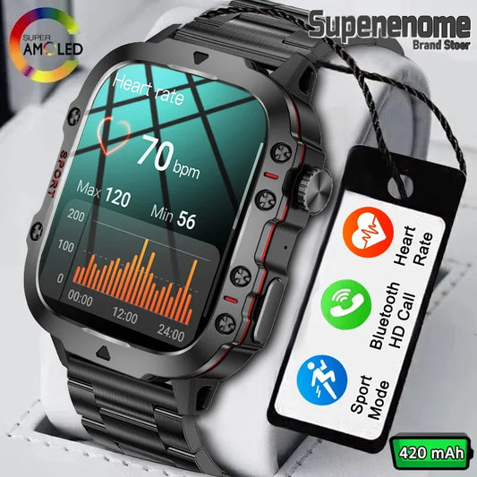 2024 New Fitness Motion Blood pressure Watch For Android IOS Bluetooth Call Smart Watch Men 3ATM Waterproof 2.0 Inch SmartWatch