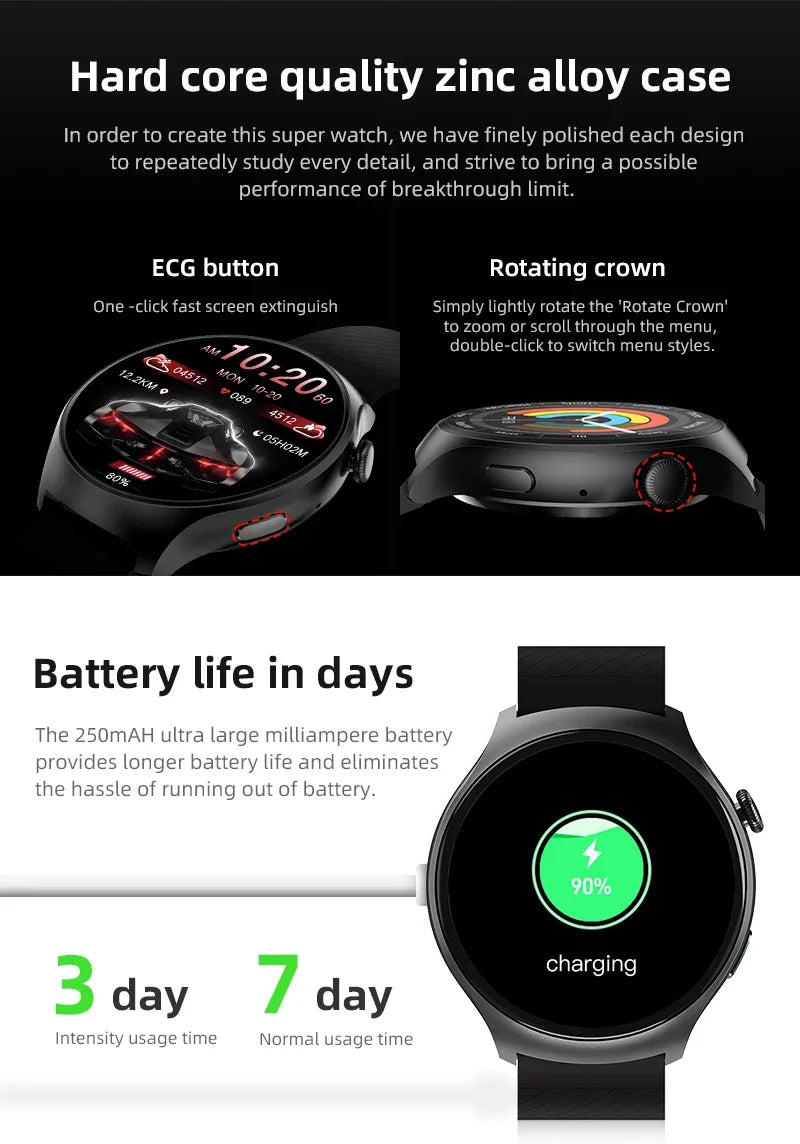 2024 New Bluetooth Call Smart Watch Men Waterproof Sport Fitness Tracker Weather Display Man Smartwatch Android IOS Watch