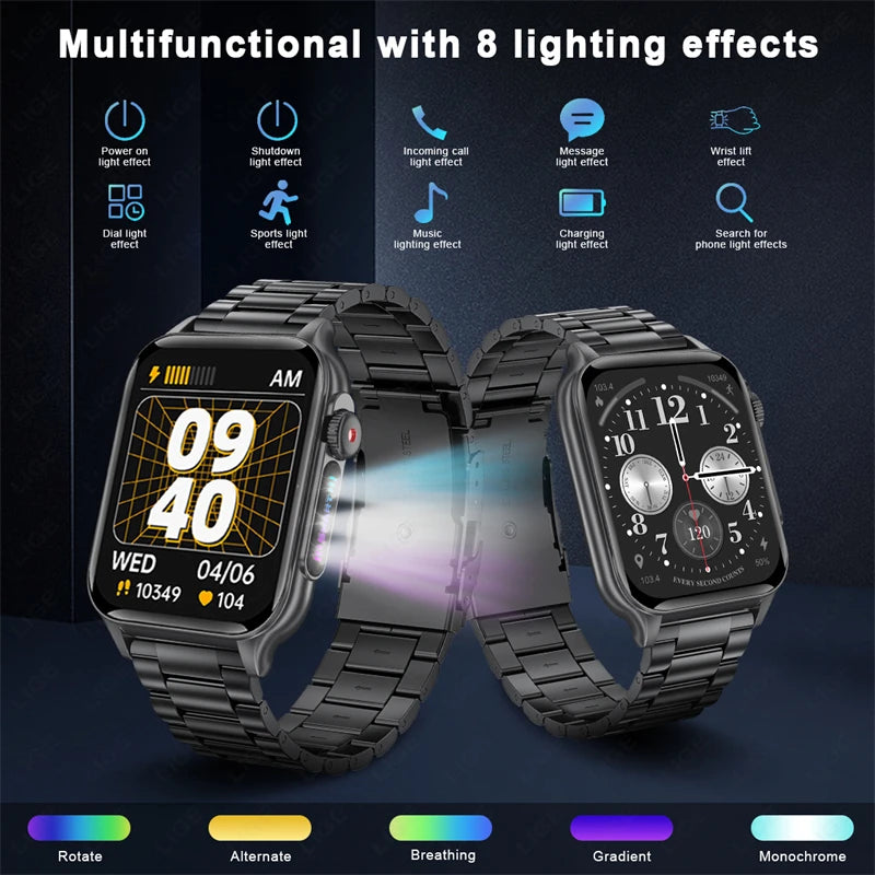 LIGE 1.96'' HD Screen Women Smart Watch LED Flashlight Outdoor Sport Smartwatch Men Alarm Function Health Bracelet 2024 New+Gift