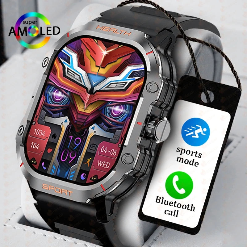 2.01 Inch AMOLED HD Screen Smartwatch Men Sports Fitness Health Monitoring IP68 Waterproof Bluetooth Call Smart Watch 2024 New