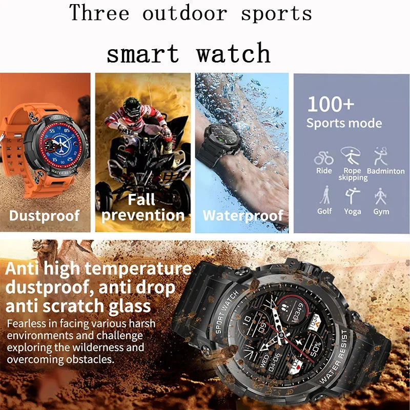 2024 New Outdoor Military Men Smart Watch AMOLED HD Screen Three-proof Durable Sports Tracker Original Bluetooth Call Smartwatch