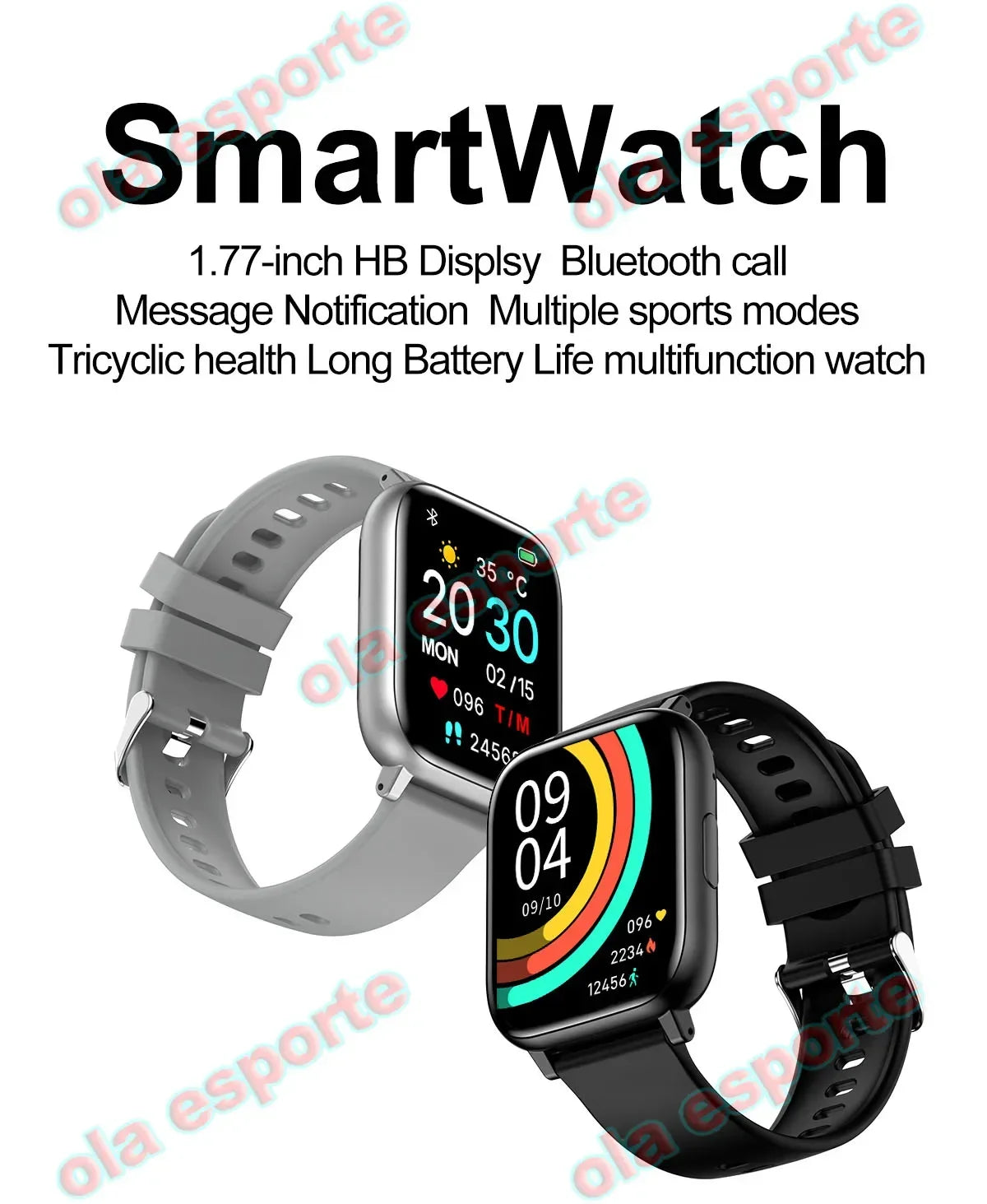 Men And Women Smart Watch Bluetooth Call Sleep Heart Rate Monitor Weather Outdoor Lady Smartwatch 1.77" For Android IOS 2024 New