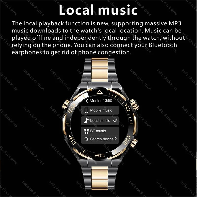 For Huawei Smartwatch 2024 4G ROM GPS Track Hello Clock NFC PPG Compass Bluetooth Call Music Smart Watch Men PK 3 plus GT4 Pro