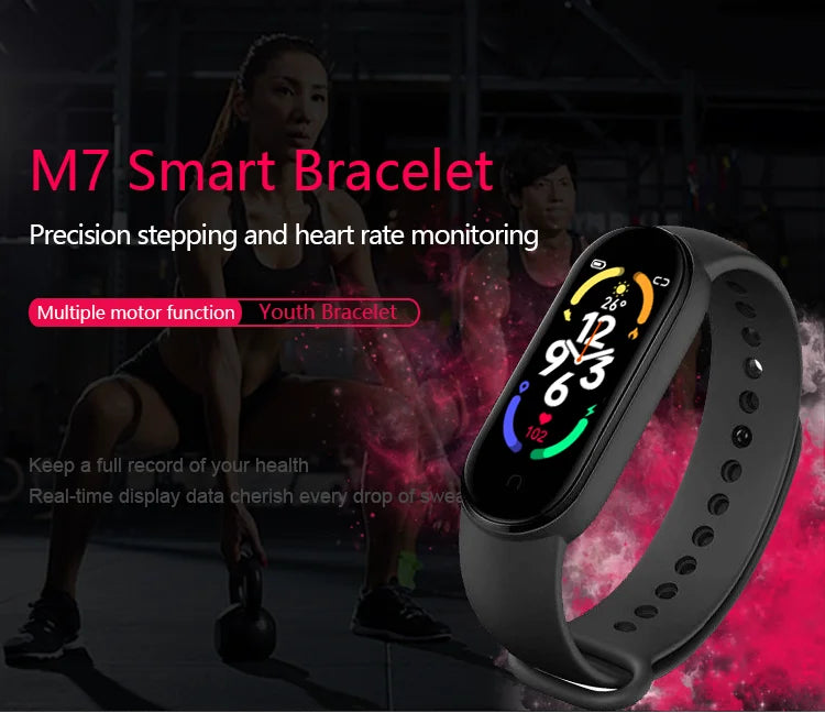 M7 Smart Wristband Heart Rate Blood Pressure Monitoring Smart Watch Men Women Fitness Tracker Watch Waterproof Sports Smartwatch