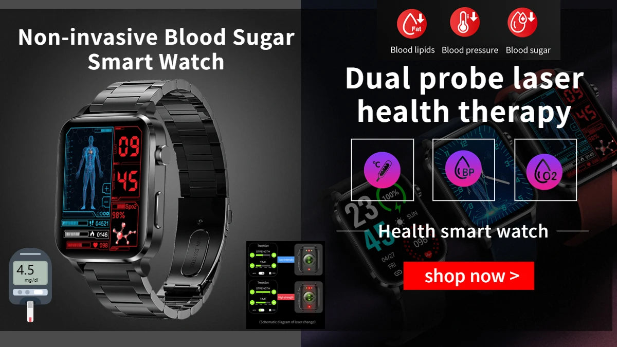 Blood Sugar Smart Watch Men Sangao Laser Treat Health Heart Rate Blood Pressure Sport Smartwatch Women Health Monitoring Watches