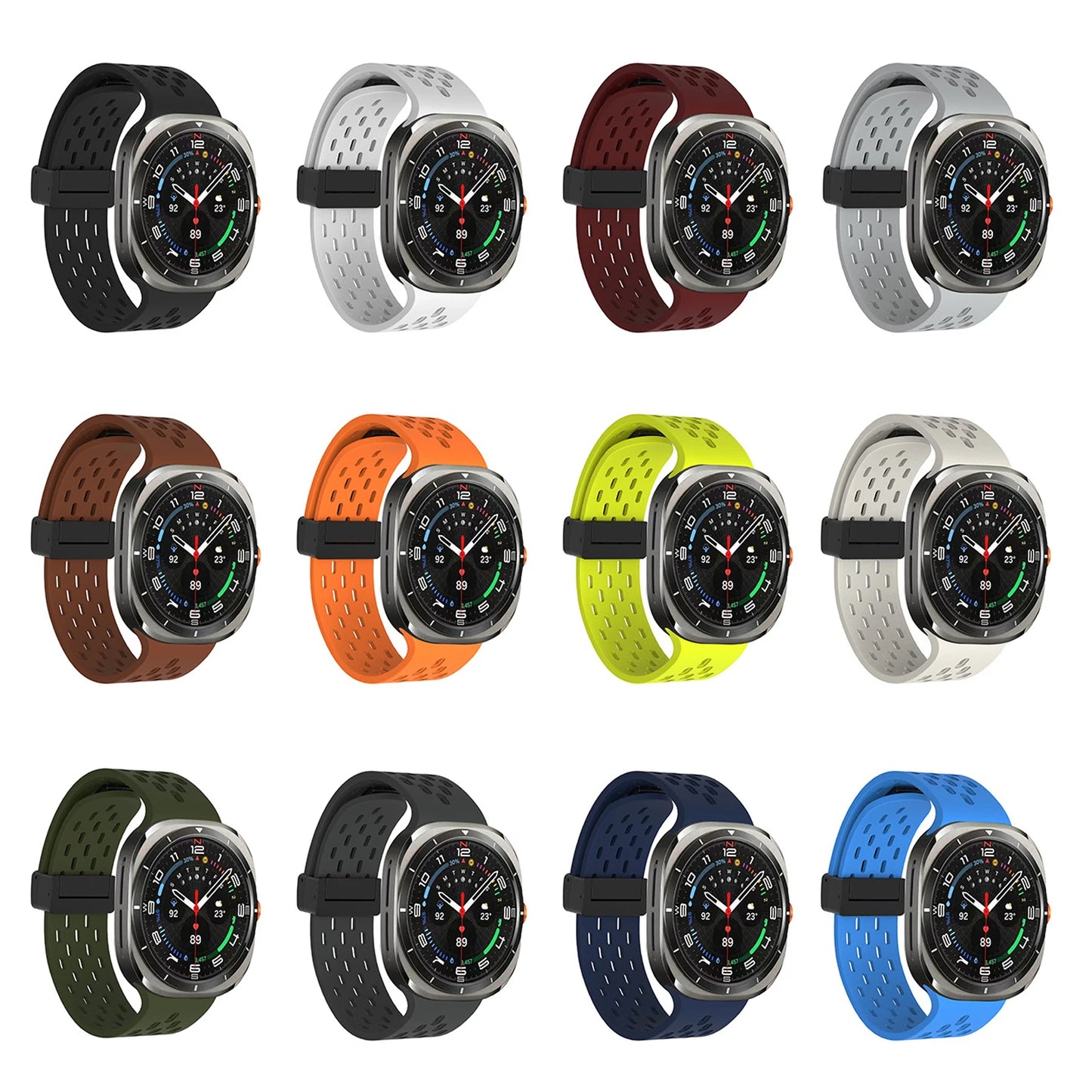 Magnetic Folding Buckle Band for Samsung Galaxy Watch Ultra 47mm Silicone Soft Strap for Galaxy Watch 7 Ultra Watchband Bracelet