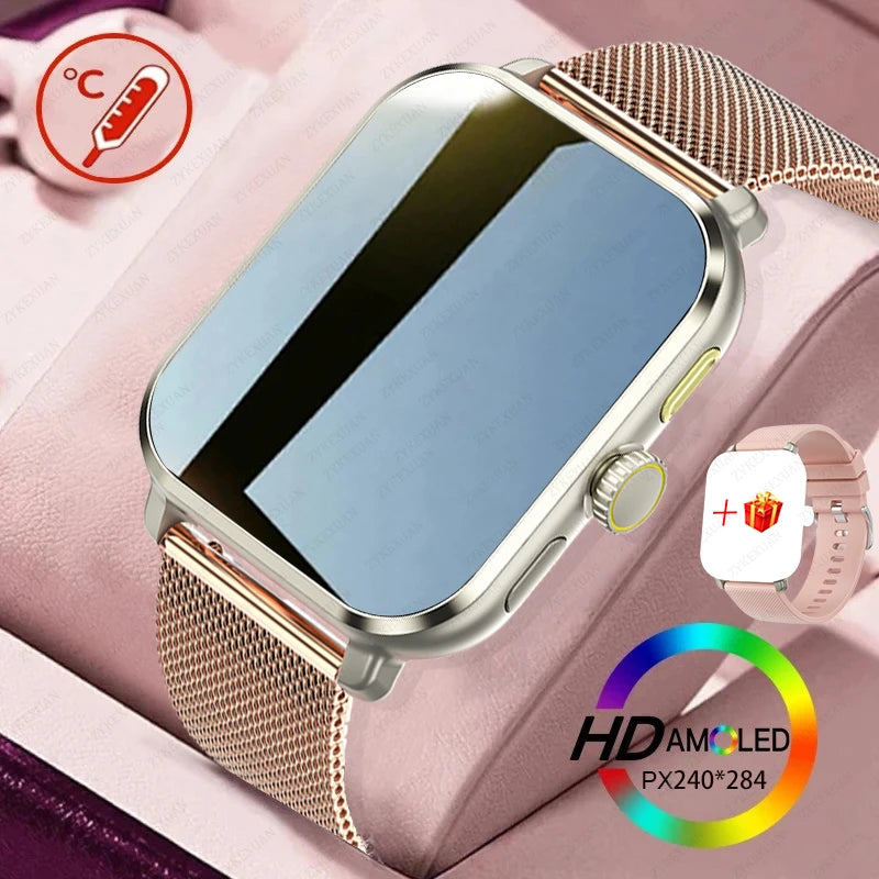 2024 New For Huawei Xiaomi AMOLED Smart Watch Men Blood Sugar Bluetooth Call GPS Sport Tracker IP68 Waterproof Women Smartwatch