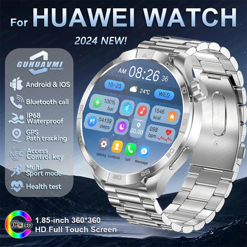 2024 NEW For HUAWEI Men Outdoors Sports GPS NFC Smart Bracelet Compass Heart rate Waterproof Bluetooth Call Fitness Smartwatchs