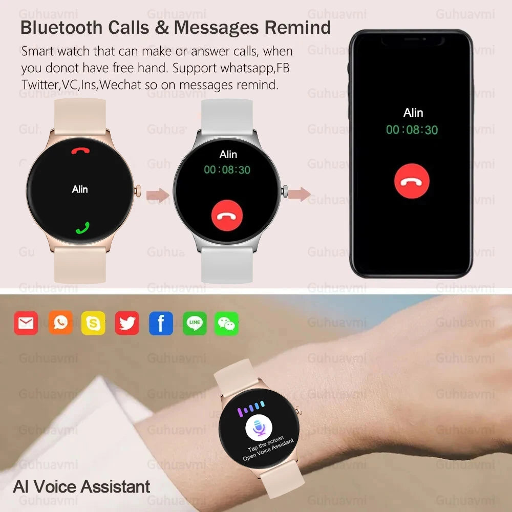 2024 New Ultra Thin Women Smart Watch 1.43" AMOLED 466*466 HD Pixel Display Always Show Time Call Reminder Smartwatch Ladies+Box