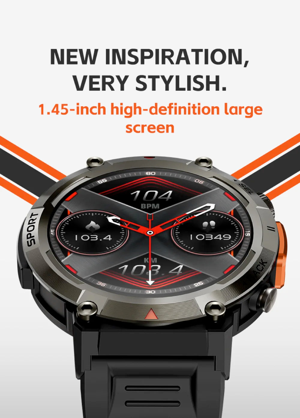 2024 Outdoor Sport Smartwatch Men Flashlight Heart Rate Fitness Bracelet Bluetooth Call Whatsapp Notification Waterproof Watch