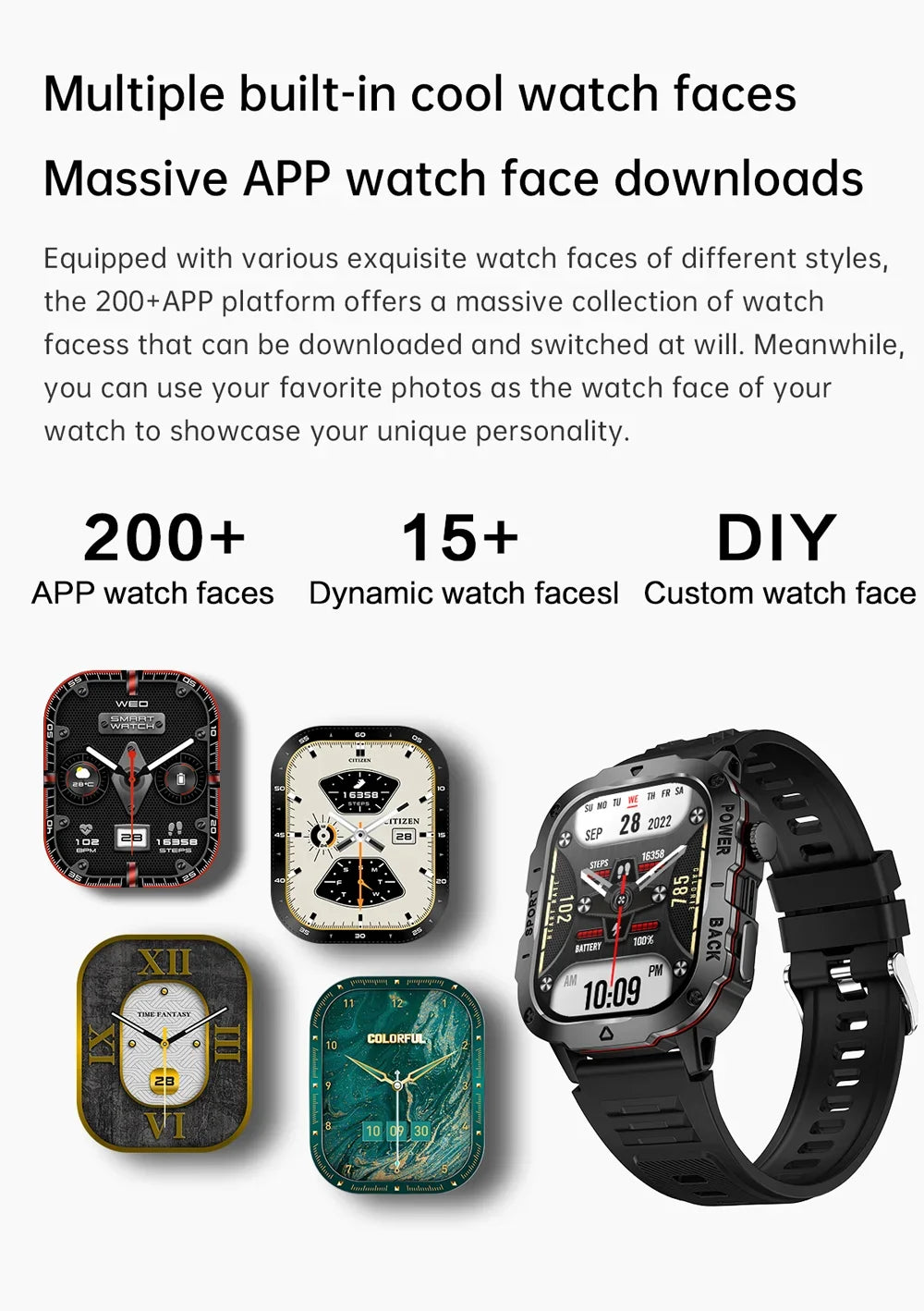 2024 Outdoor Smart Watch Men 2.01" Screen 3ATM Waterproof Watches Bluetooth Call Ai Voice Sport Smartwatch for Android IOS Phone