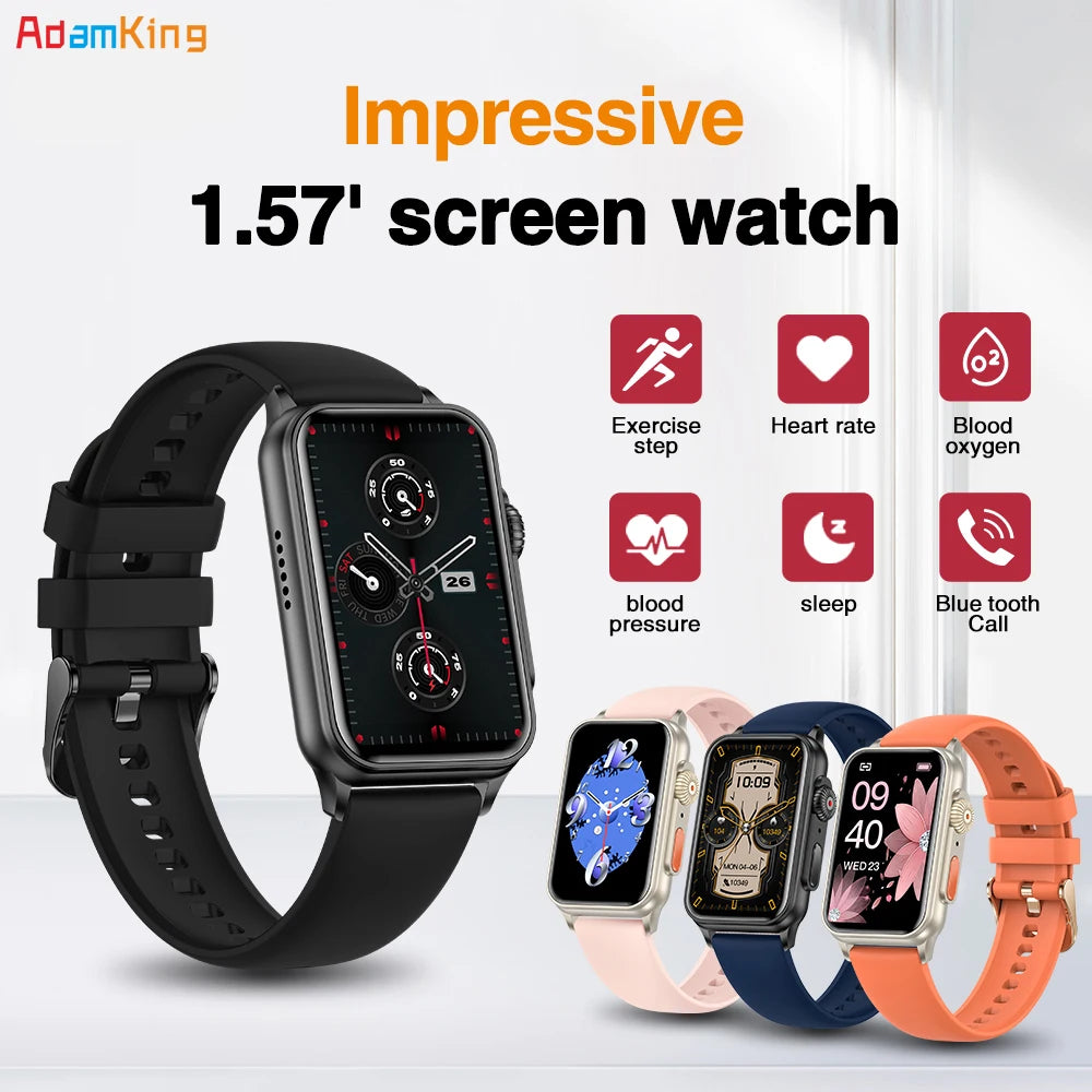 2024 New 1.57 Inch Men Blue Tooth Call Smart Watch 120+ Sports Mode Heart Rate Sleep Monitor Waterproof Music Women Smartwatch