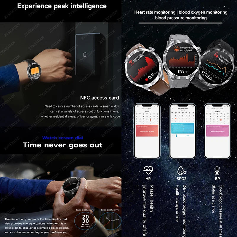 2024 New GPS Smart Watch Men GT4PRO 360*360 HD Screen Heart rate IP68 Waterproof Blood oxygen Smartwatch BT Call NFC Watch 4 Pro