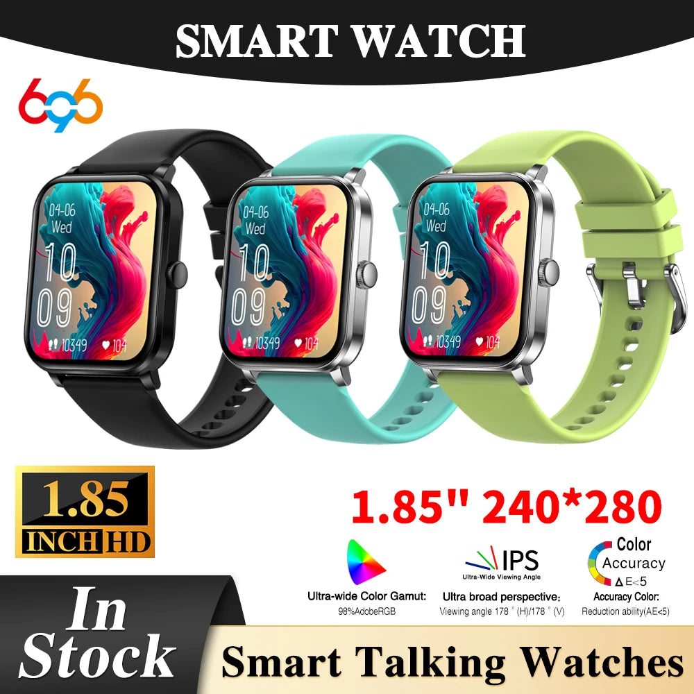 New 1.85" Blue Tooth Call Men Women Smart Watch Heart Rate Sports Fitness Waterproof Bracelet Voice Assistant 2024 Smartwatch