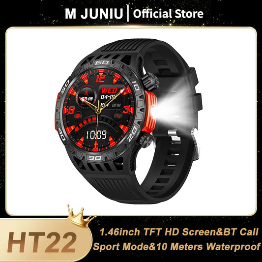 2024 Compass Watch HT22 1.46'' HD Display Smartwatch 100+ Sports Modes Flashlight Men Military Grade Toughness Smart Watch