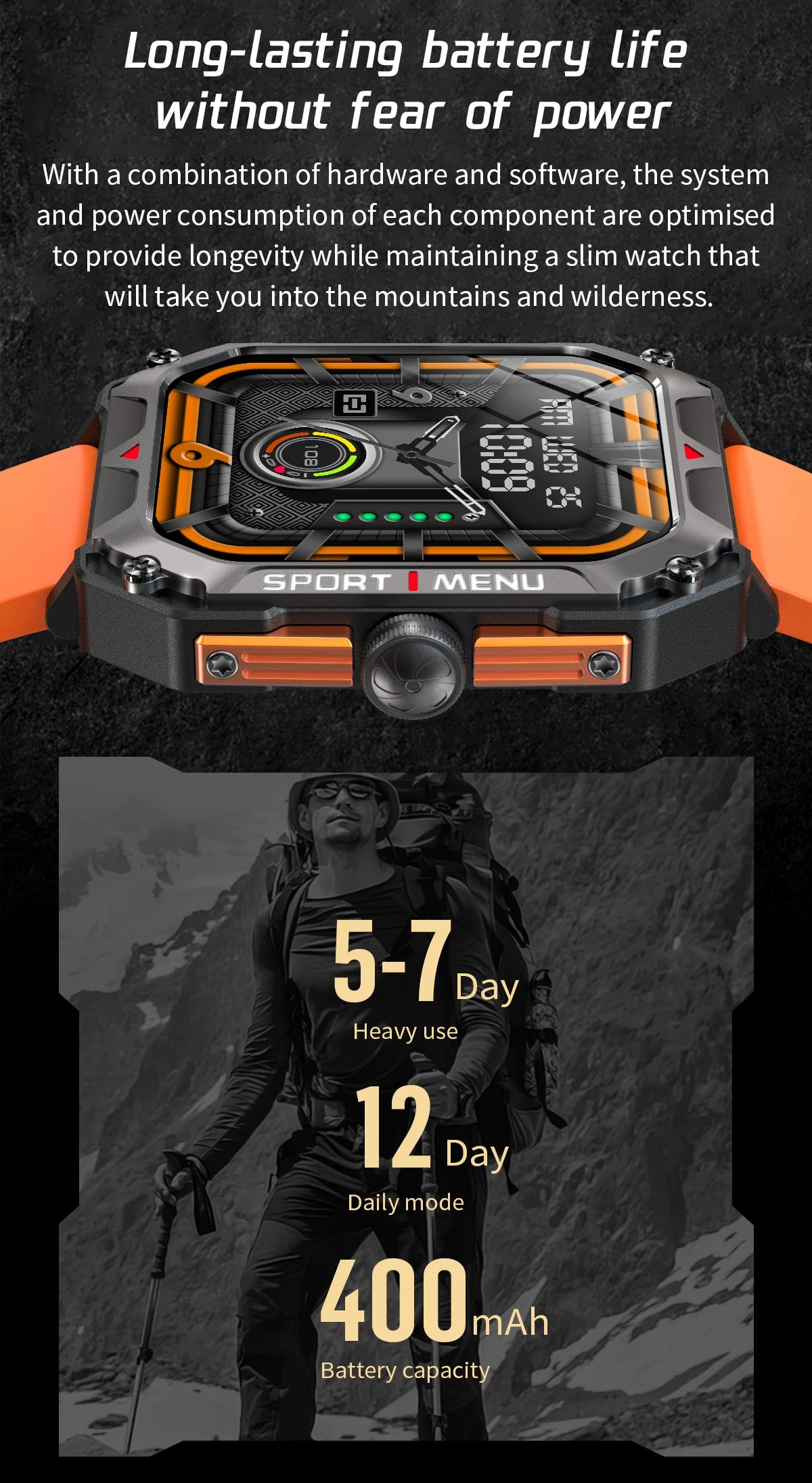 LIGE 2024 Men Smartwatch Outdoor Sport Bluetooth Call Fitness Smart Watch 2.02'' HD Screen Digital Watches for Android,iOS Phone