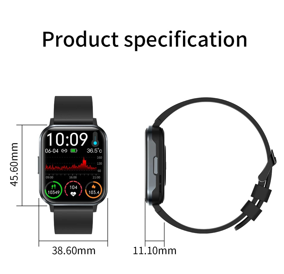 GEJIAN 2024 Smartwatch Men Watches Waterproof Blood Oxygen Heart Rate Monitor Bluetooth Calls Smart Watch For Women IOS Android