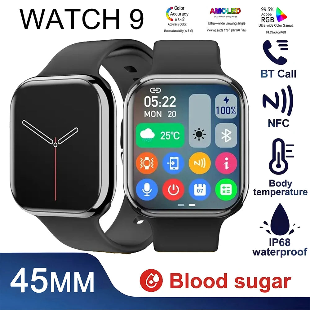 2024 New Watch 9 Smart Watch Men Sports NFC Always Display Body Temperature Fitness Women Series 8 Original smartwatch for Apple