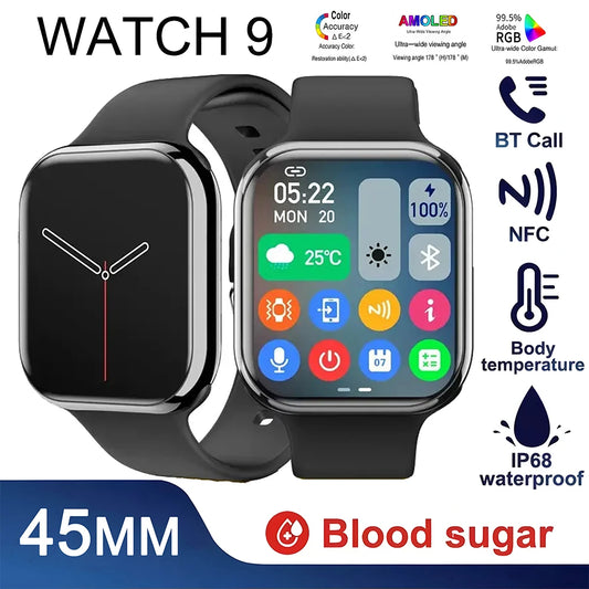 2024 New Watch 9 Smart Watch Men Sports NFC Always Display Body Temperature Fitness Women Series 8 Original smartwatch for Apple