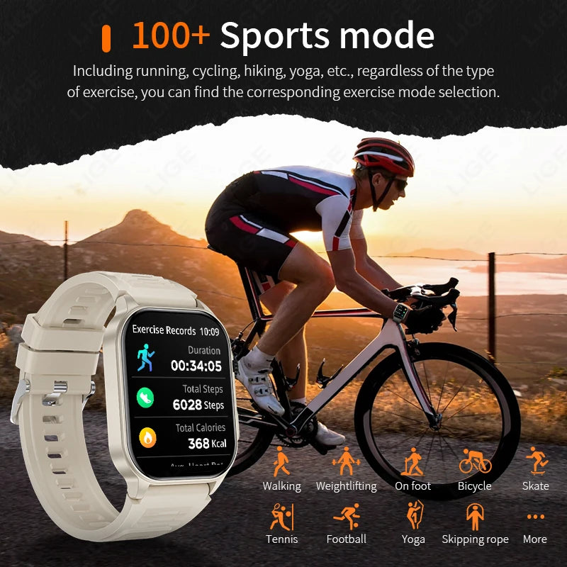 2024 New LIGE Outdoor Sports Smart Watch Men 2.02"HD Screen Smartwatch Bluetooth Call Heart Rate Sleep Track Waterproof Watches