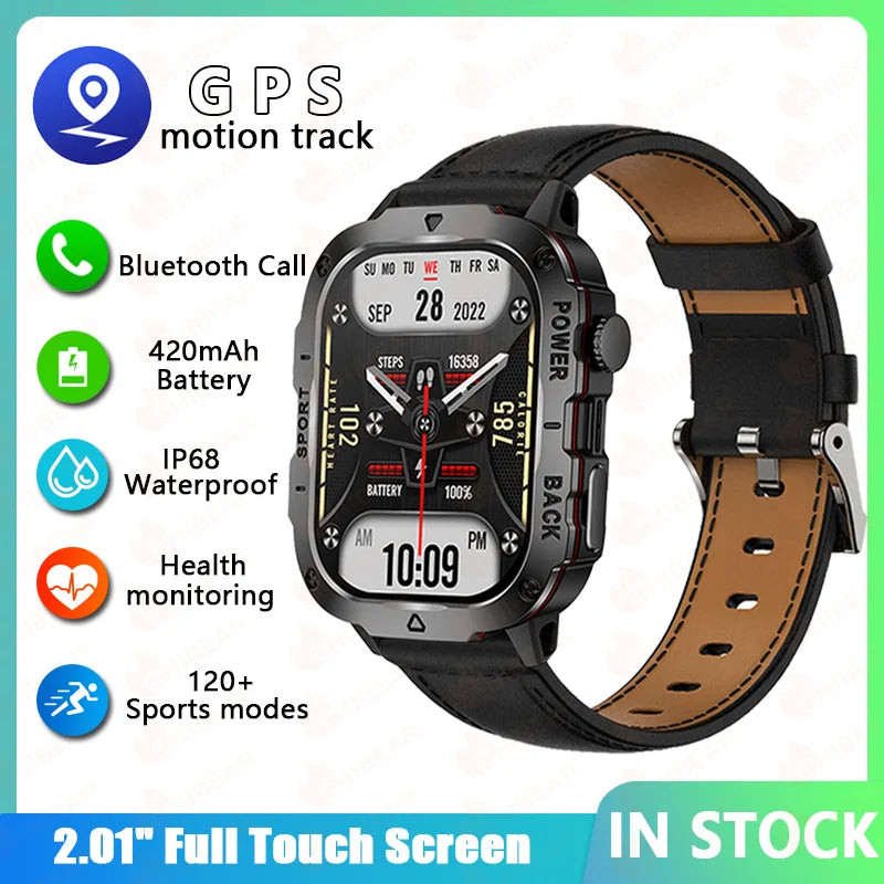 For HUAWEI Military Smart Watch Men IP68 GPS Outdoor 100+Sports Fitness Tracker Health Monitor 2.01" BT Call Smartwatch 2024 New