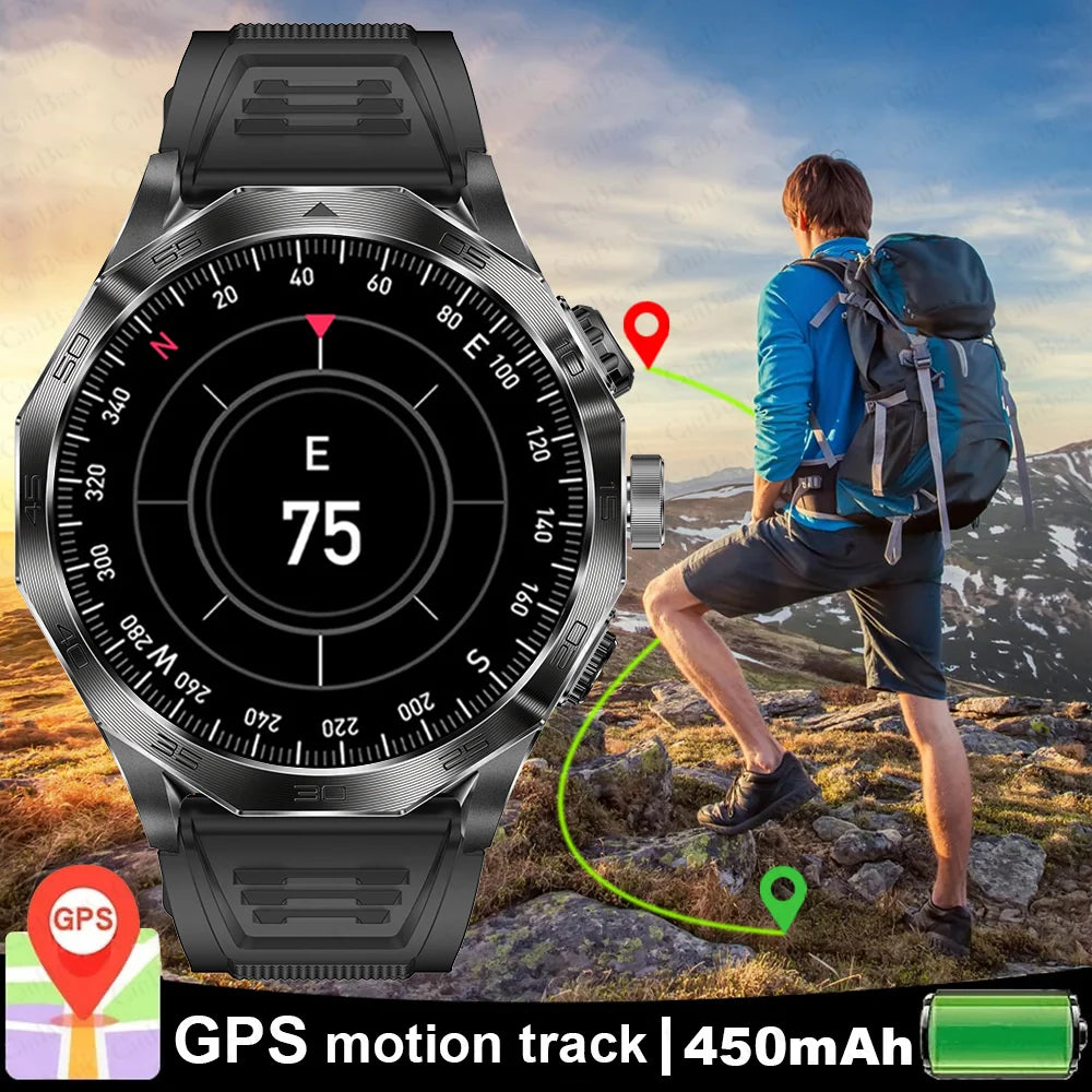 2024 New Men Smartwatch HD Bluetooth Call 1.85inch 360*360 AMOLED HD Screen 710Mah GPS Track Compass Waterproof Men Smartwatch