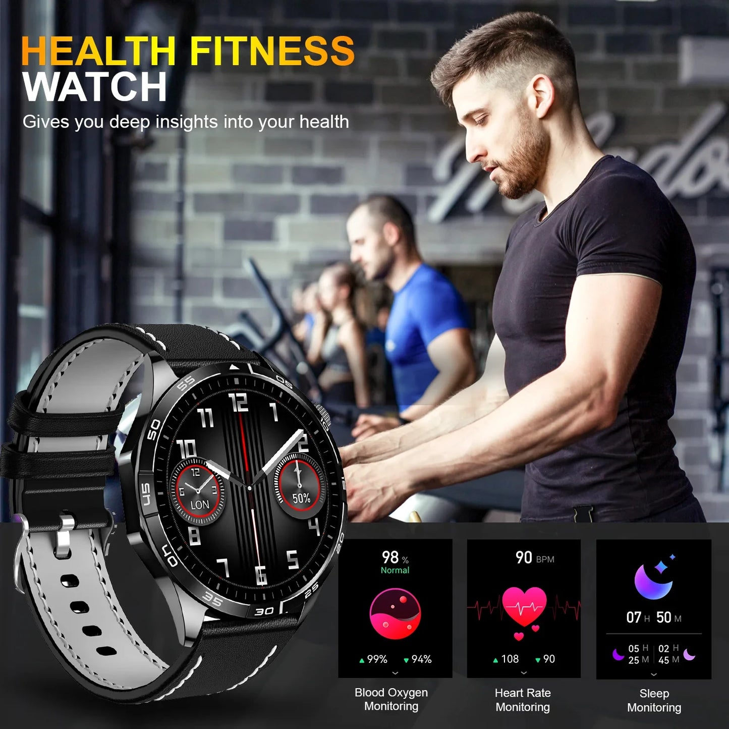 For Android IOS ECG Smart Watch Men Watch 4 Pro AMOLED HD Screen Bluetooth Call GPS Fitness tracker  ECG+PPG SmartWatch 2024 New