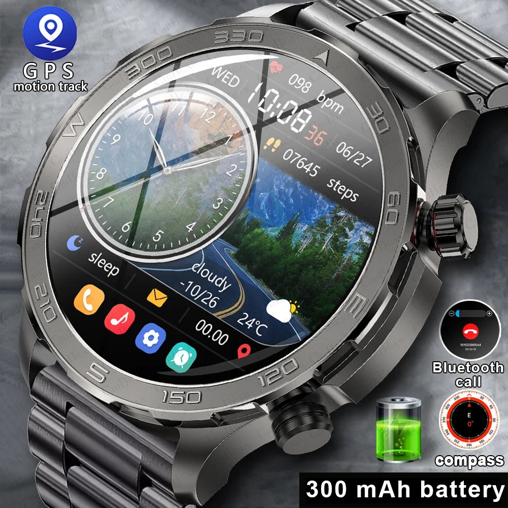 Compass Smartwatch Men Health Monitoring Waterproof GPS Sport Tracker HD Bluetooth Call Voice Assistant Smart Watch Men 2024 New