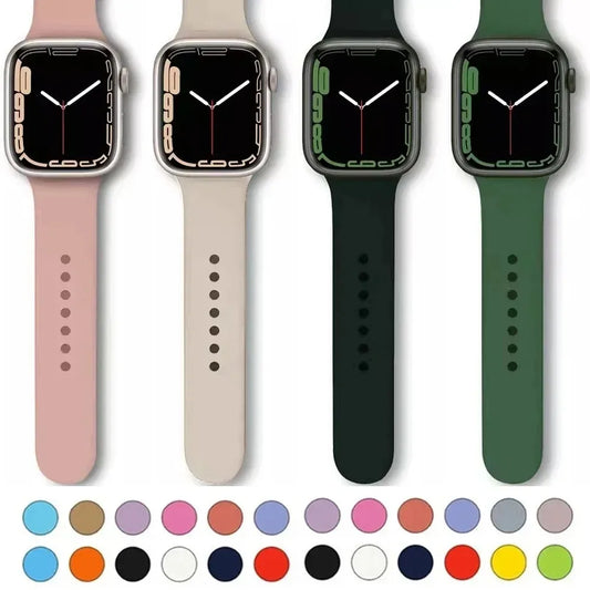 Silicone Strap For Apple Watch band 40mm 45mm 44mm 49mm 41mm 38mm 42mm Silicone bracelet iWatch series se 9 8 7 6 5 ultra 2 band