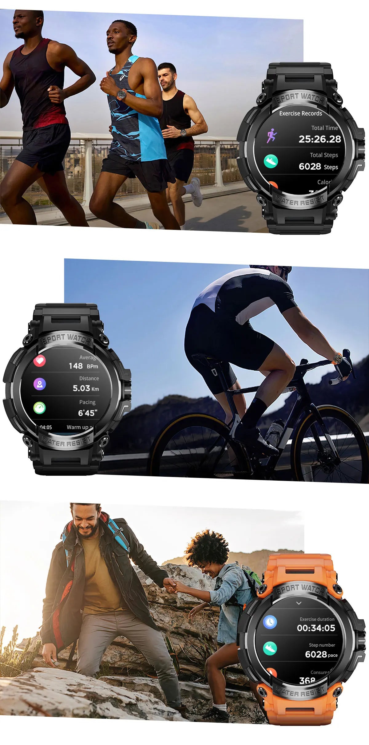 2024 New Outdoor Military Men Smart Watch AMOLED HD Screen Three-proof Durable Sports Tracker Original Bluetooth Call Smartwatch