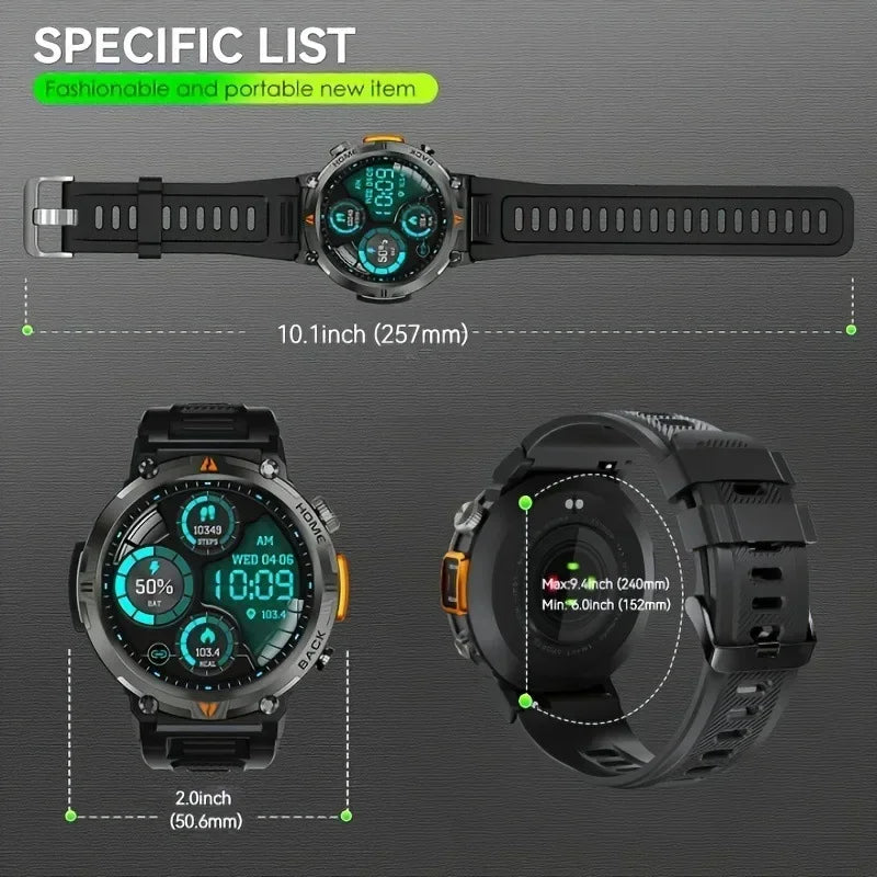 2024 Smart Watch Round AMOLED Smarthwhatch 3ATM Waterproof Original Design For Men Bluetooth With Flashlight 100+ Sports Modes