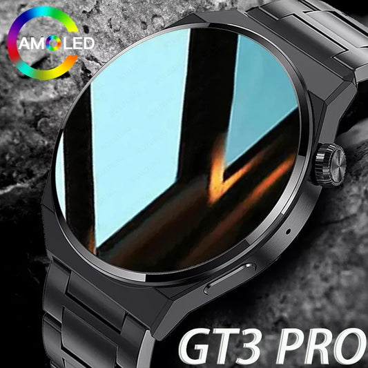 For Huawei Xiaomi NFC Smart Watch Men GT3 Pro AMOLED 390*390 HD Screen Heart Rate Bluetooth Call IP68 Waterproof SmartWatch 2024