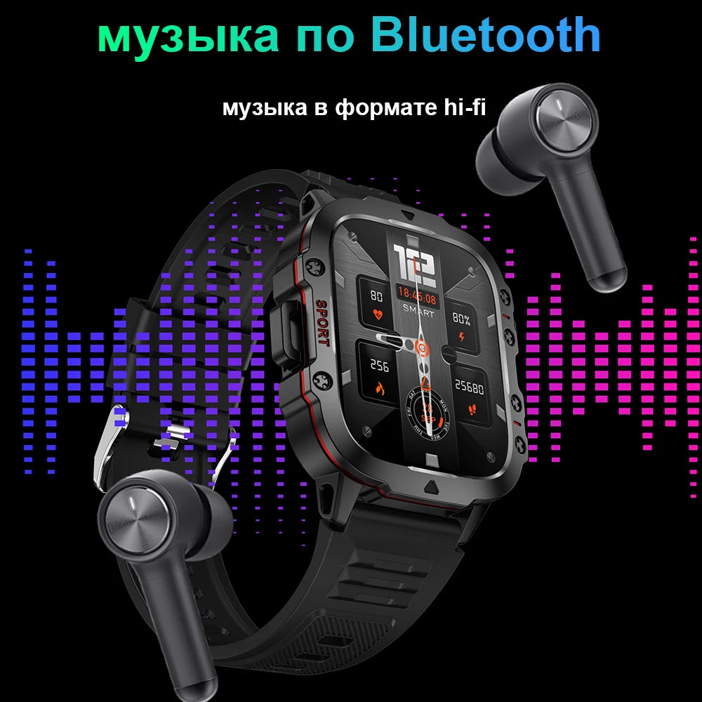 2024 New For Xiaomi Rugged Man Black Smart Watch Waterproof Sport Smartwatch Outdoor Bluetooth Call  Healthy Sports Watches