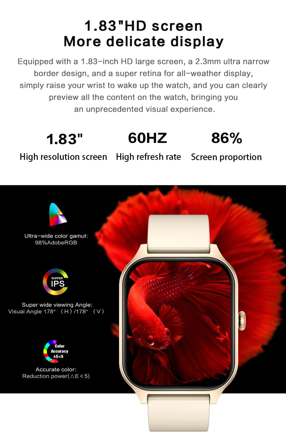 2024 New Fashion Smart Watch Men Women 1.83-Inch Full Touch Screen Fitness Tracker Sports Waterproof SmartWatch For Android ios