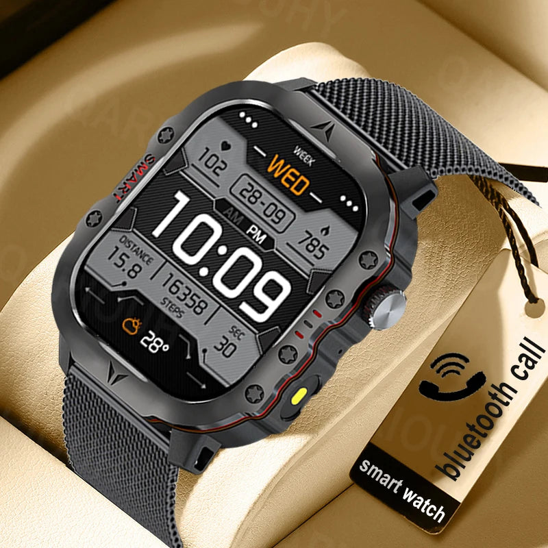 2024 New Watch For Android IOS Military Smart Watch Men IP68 Outdoor Sports Fitness Tracker Health Monitor 2.01 Inch Smartwatch