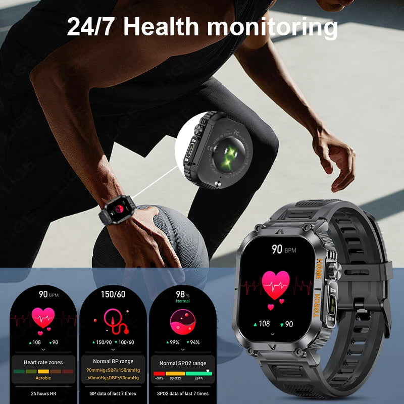 2024 For Xiaomi Military Smart Watch Men Bluetooth call Waterproof Outdoor Sports Fitness Watches Health Monitoring Smartwatch