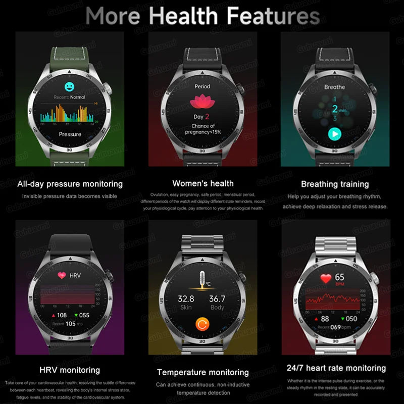 2024 New Laser measuret Three High Smart Watch Men Heart Rate Blood Sugar Uric Acid Health Tracker SmartWatch For Huawei Xiaomi