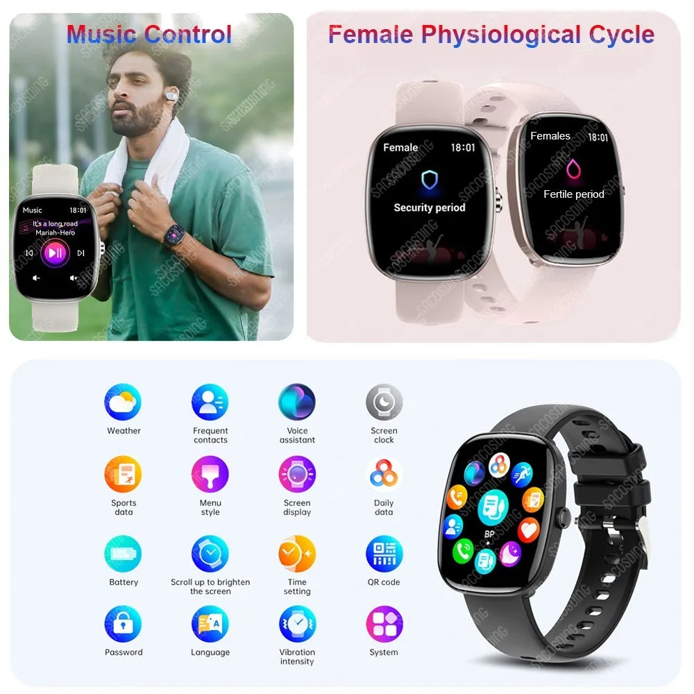 2024 Bluetooth Call Smart Watch NFC Function Weather display  Waterproof Sport Watch For Women Men Blood pressure Smartwatch