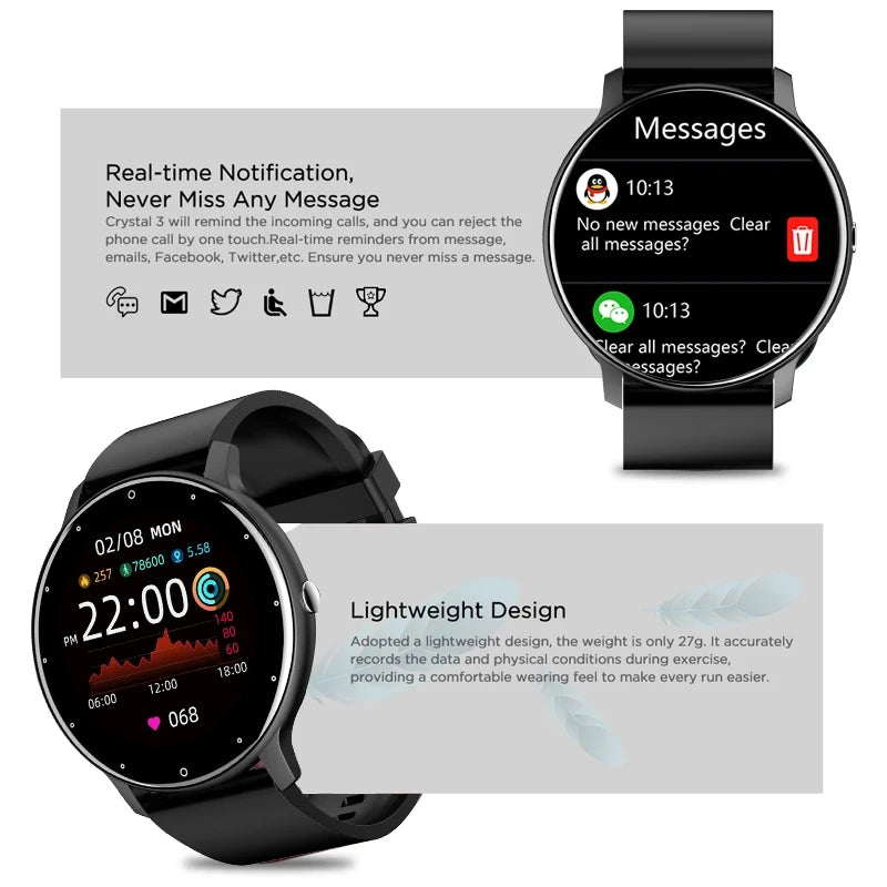 2024 New Smart Watch Men Full Touch Screen Sport Fitness Watch IP67 Waterproof Bluetooth For Android ios smartwatch Men+box