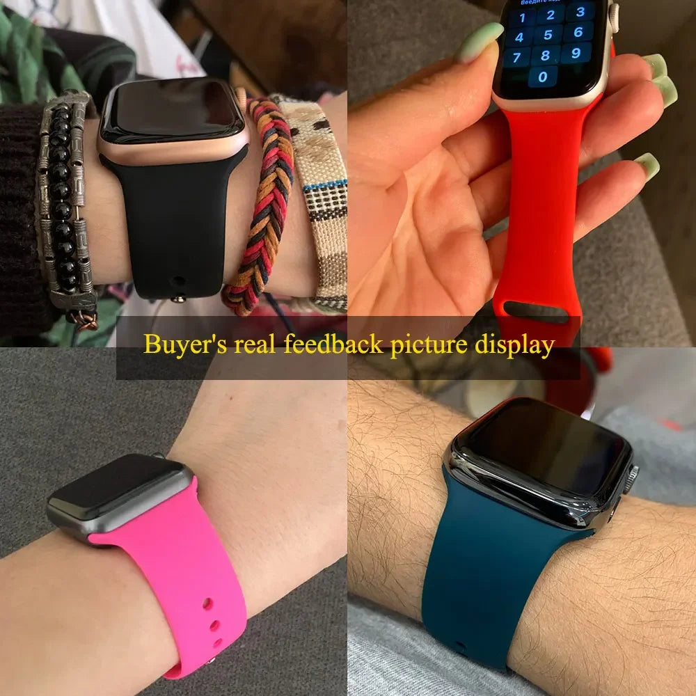 Silicone Strap For Apple Watch Band 9 8 7 45mm 41mm Ultra 49mm Sports Bracelet Colour Buckle iWatch 6 5 4 SE 44mm 42mm 40mm Belt