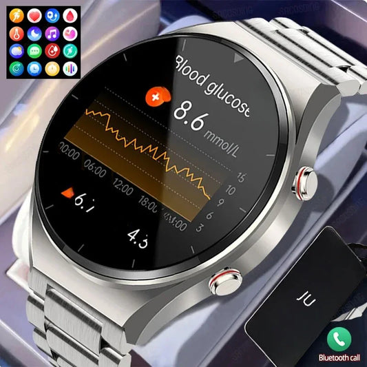 Smart Watch 2024 Bluetooth Call Smartwatch Men Women Blood Sugar Heart Rate Blood Pressure Health IP67 Waterproof Sports Watch