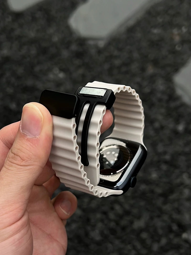 Ocean Strap for Apple Watch 9 8 7 Ultra Band 49mm 45mm 44mm 41mm 42mm 40mm Silicone Magnetic Sport Bracelet iWatch Series 6 se 5