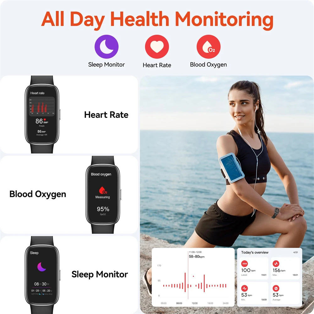 2024 Sport Smart Watch Men Women Clock Health Monitor IP68 Waterproof Smartwatch Bluetooth Call Watches For IOS Android