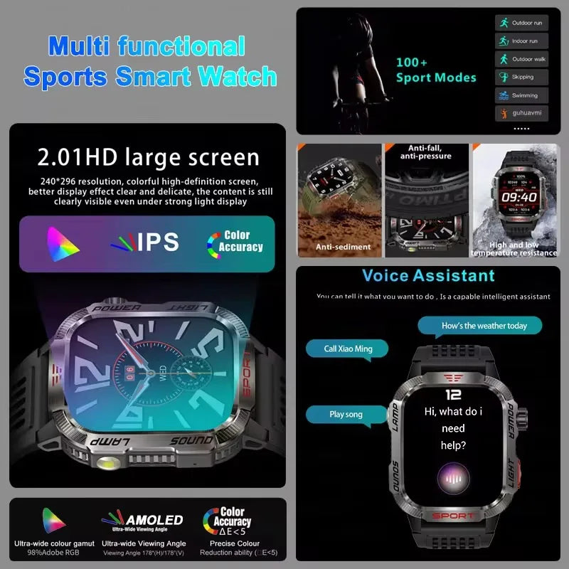 2024 New Outdoor Military GPS Truck Smart Watch Men AMOLED HD Screen Heart Rate IP68 Waterproof Sports Smartwatch For AndroidIOS