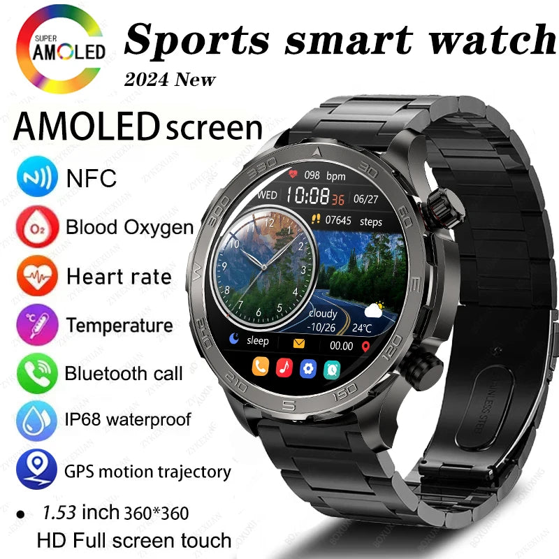 For HUAWEI Xiaomi Smart Watch Men GPS NFC Sports Waterproof Watches Health Monitoring Bluetooth Call Smartwatch Women 2024 New