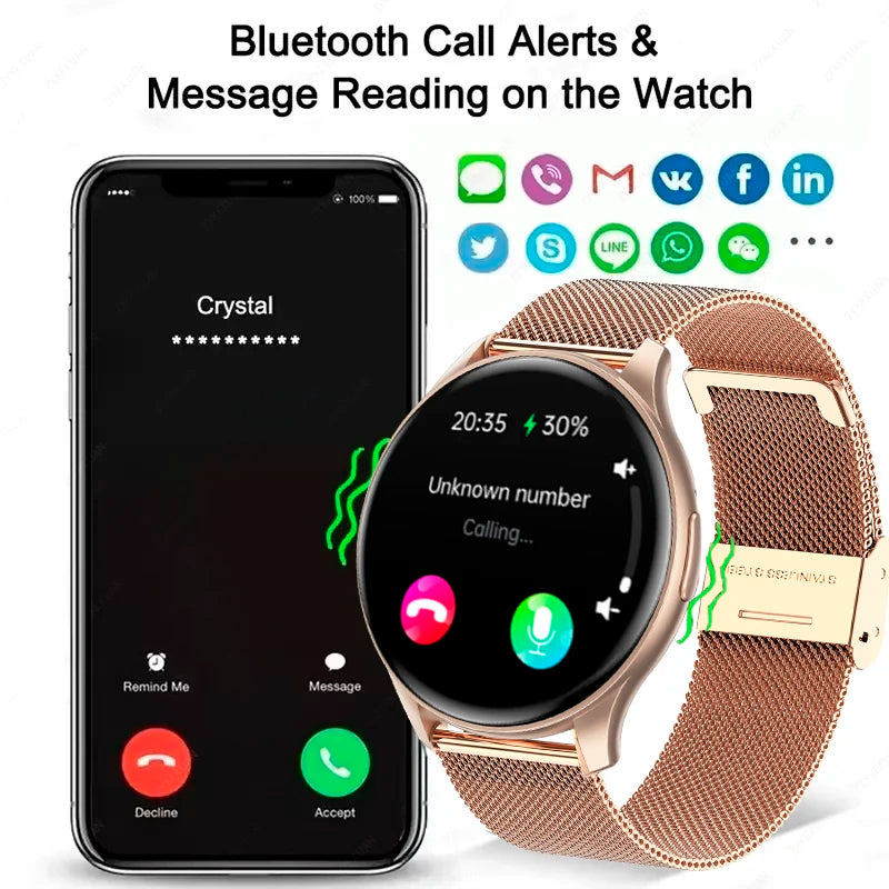 For Xiaomi Huawei 1.43 inches Bluetooth Call Smartwatch Women Men AMOLED 466*466 HD Pixel Display Smartwatches Ladies 2024 New