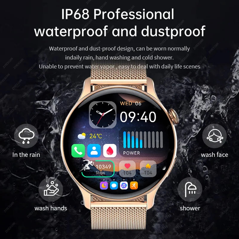 2024 Smartwatch Women 466*466 AMOLED 1.43" HD Screen Always Display Time Bluetooth Call IP67 Waterproof Sports Smart Watch Men