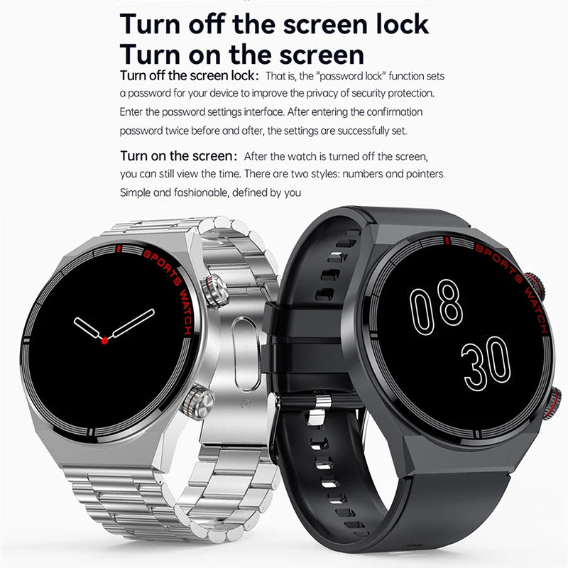 For Huawei Xiaomi NFC Smart Watch Men GT3 Pro AMOLED 390*390 HD Screen Heart Rate Bluetooth Call IP68 Waterproof SmartWatch 2024