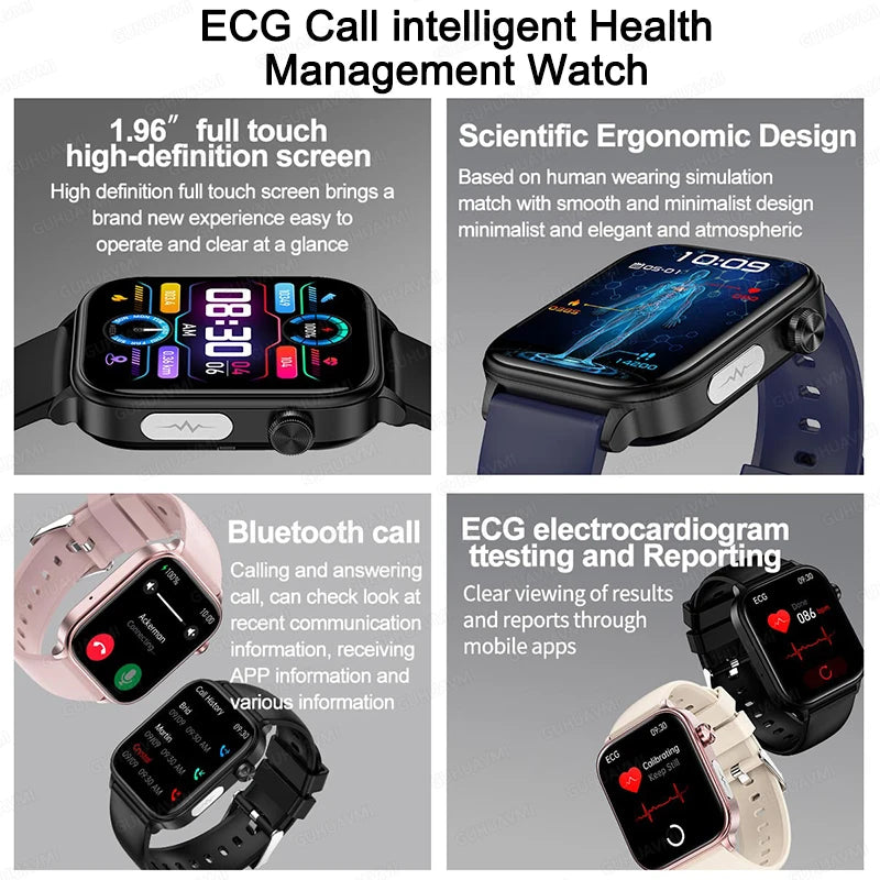 2024 New Blood Analysis ECG+PPG Non-Invasive Blood Glucose Smartwatch Men HD Bluetooth Call Heart Rate Blood Pressure SmartWatch