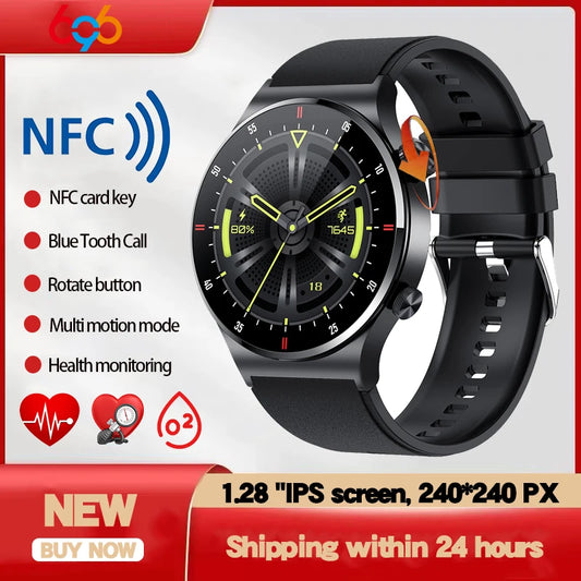 2024 New Men Blue Tooth Call Smart Watch NFC Card Key Heart Rate Blood Pressure Testing Sports Fitness Tracker Women Smartwatch